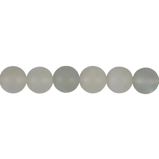 Filo di perline, Pietra di luna (grigio-argento), opaco, 10 mm | Marco Schreier