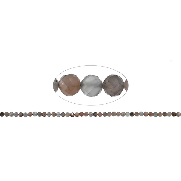 Rang de collier boules, pierre de lune (mélange foncé), 04 mm, facettées | Marco Schreier