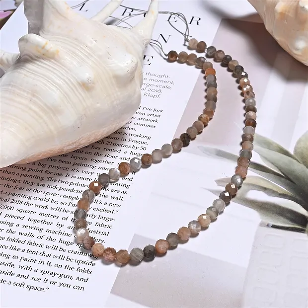 String Beads, Moonstone (multicolored), faceted, 06mm | Marco Schreier