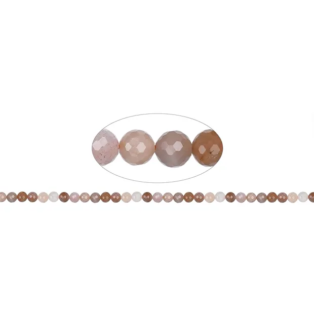 String Beads, Moonstone (multicolored), faceted, 06mm | Marco Schreier