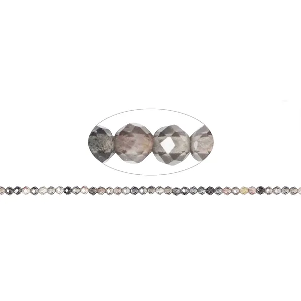 String Beads, Moonstone (dark), faceted, 02mm (39cm) | Marco Schreier