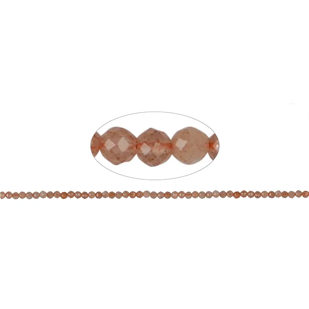 String Beads, Moonstone (orange), faceted, 03mm | gems, healing stones & jewelry
