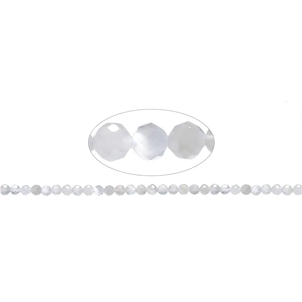String Beads, Moonstone (white), faceted, 05mm (39cm) | Marco Schreier