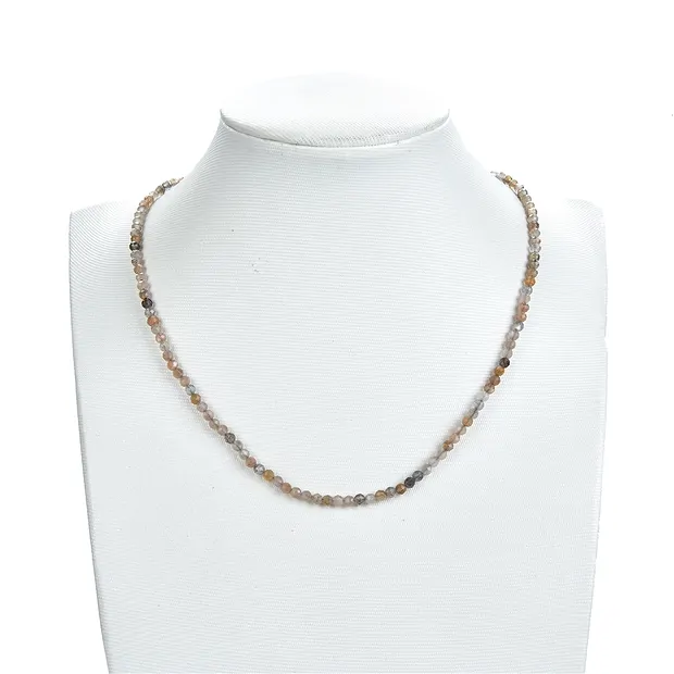 Rang de collier boules, pierre de lune (multicolore), à facettes, 03-04mm | Marco Schreier