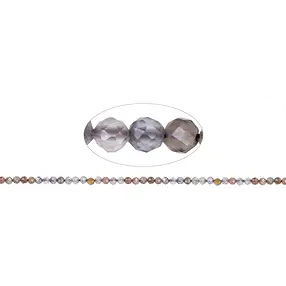 Rang de collier boules, pierre de lune (multicolore), à facettes, 03-04mm | Marco Schreier