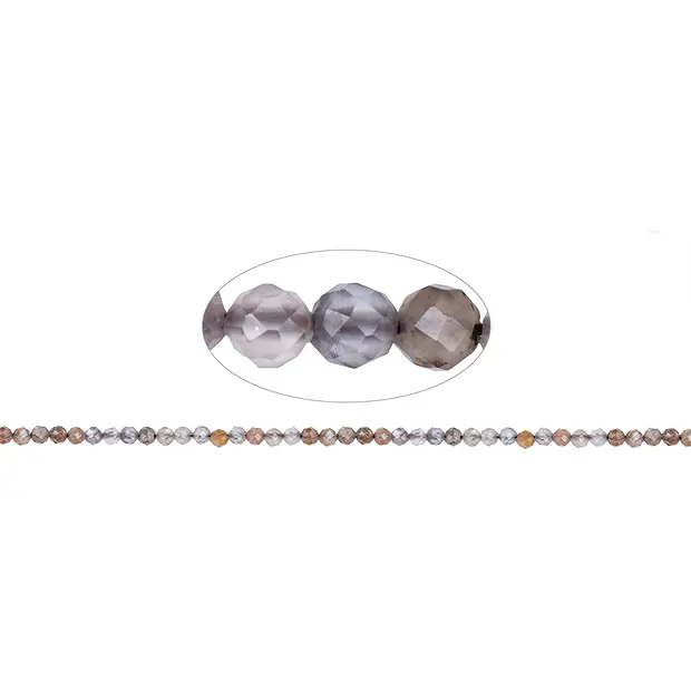 Rang de collier boules, pierre de lune (multicolore), à facettes, 03-04mm | Marco Schreier