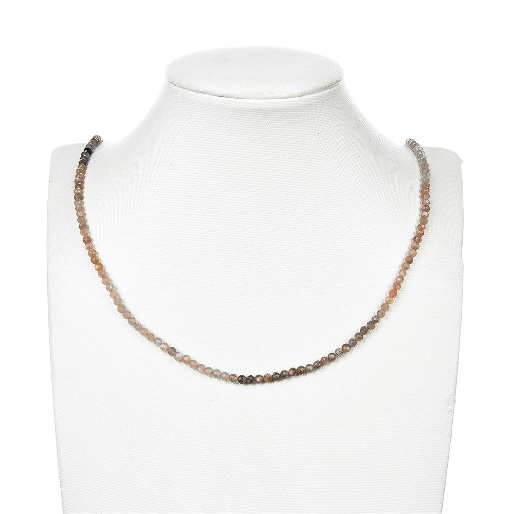 Rang de collier boules, pierre de lune (brune/colorée), facettes, 03mm | Marco Schreier