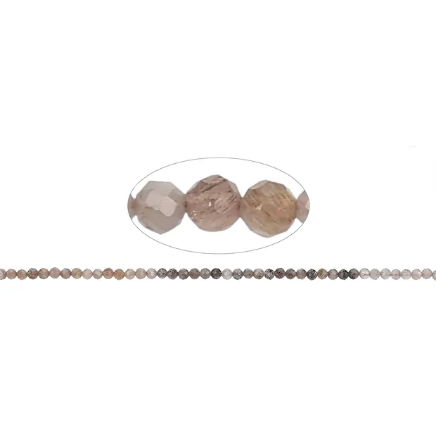 Rang de collier boules, pierre de lune (brune/colorée), facettes, 03mm | Marco Schreier