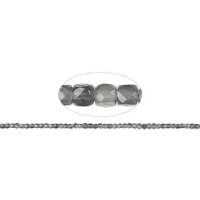 Stringed beads, Moonstone (gray), 04mm, faceted | gems, healing stones & jewelry