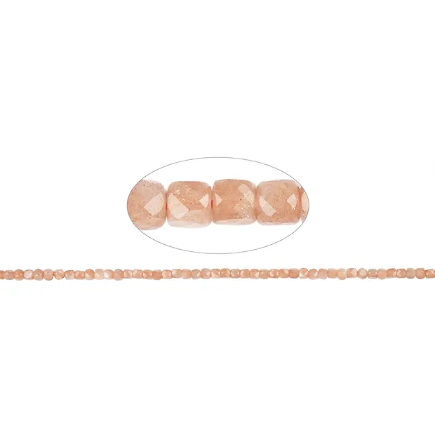 Rang de collier, pierre de lune (rose), 04mm, facetté (39cm) | Marco Schreier
