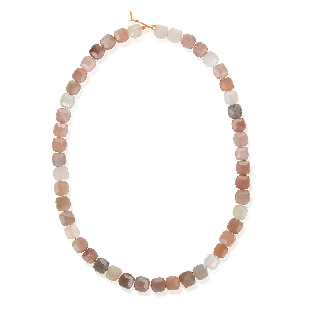 Rang de colliers, pierre de lune (multicolore), 08 x 08 x 08mm, facetté | Marco Schreier