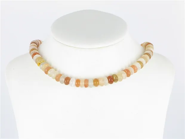 Collar de botones, Piedra de luna (coloreada), 05 x 08mm | Marco Schreier