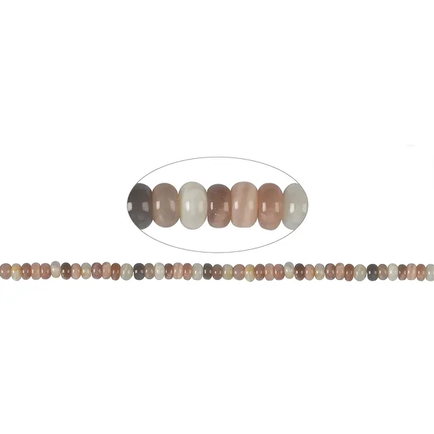 Collar de botones, Piedra de luna (coloreada), 05 x 08mm | Marco Schreier