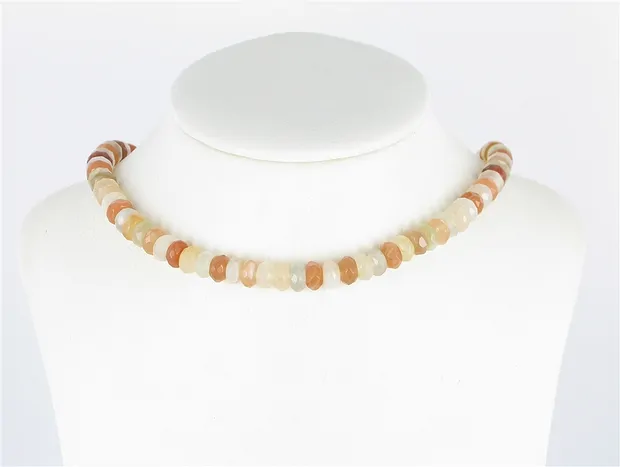 Button strand, Moonstone (multicolored), faceted, 05 x 08mm | Marco Schreier