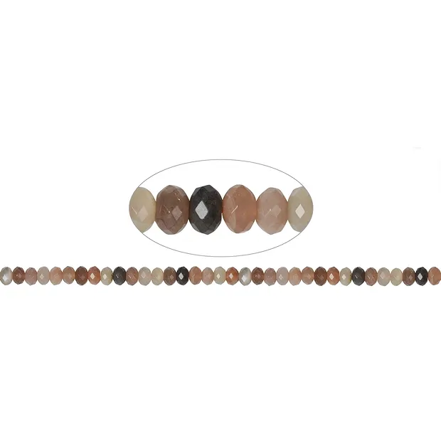 Button strand, Moonstone (multicolored), faceted, 05 x 08mm | Marco Schreier