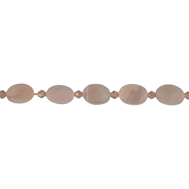 Rang de collier Lentille carrée, pierre de lune (brune), mate, 12 x 09mm | Marco Schreier