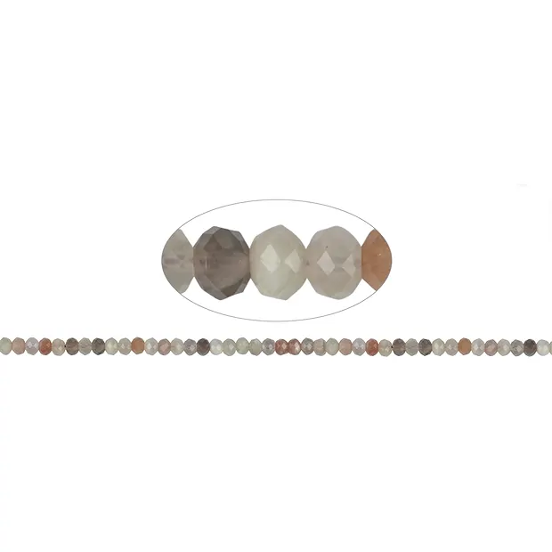 Rang de colliers, pierre de lune (multicolore) à facettes, 04 x 06mm (39cm) | Marco Schreier