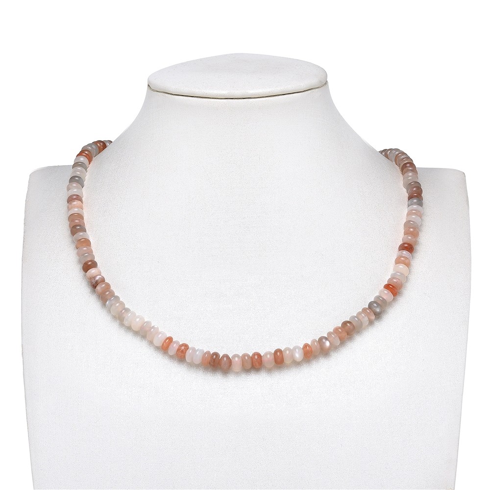 Collar de botones, Piedra de luna (coloreada), 04 x 06mm | Marco Schreier