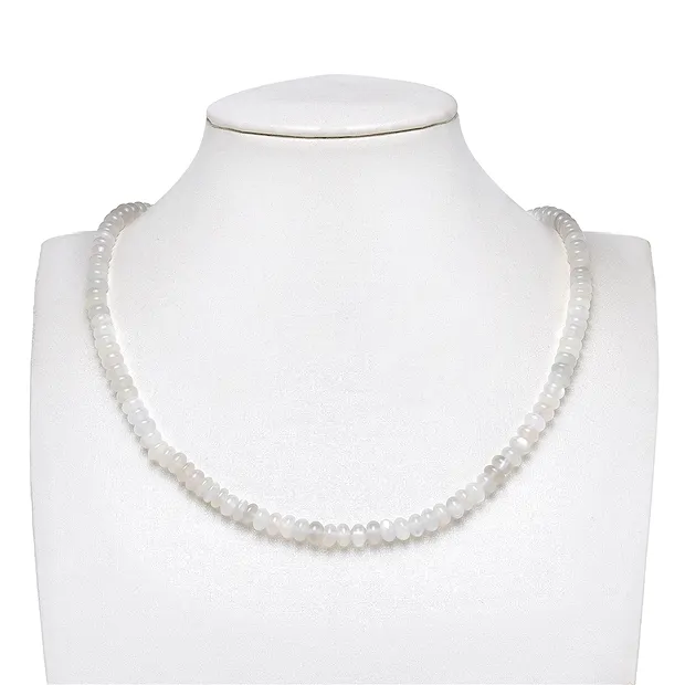 Collar de botones, Piedra de luna (blanca), 04 x 06mm | Marco Schreier