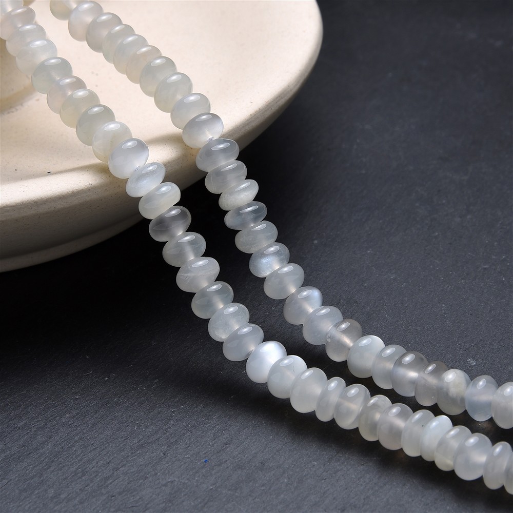 Button strand, Moonstone (white), 04 x 06mm | wholesaler gems & healing stones