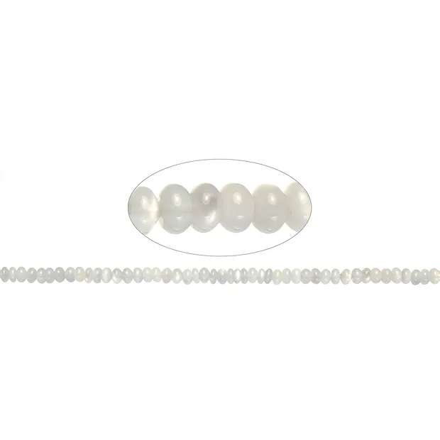 Filo di bottoni, Pietra di luna (bianca), 04 x 06 mm | Marco Schreier