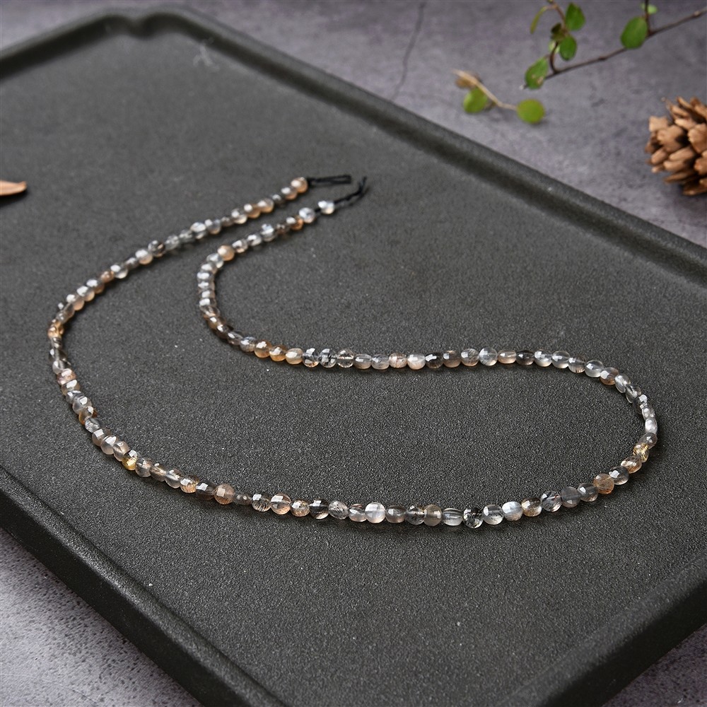 Strang Scheibe/Coin, Mondstein (dunkel), facettiert, 04mm | Marco Schreier