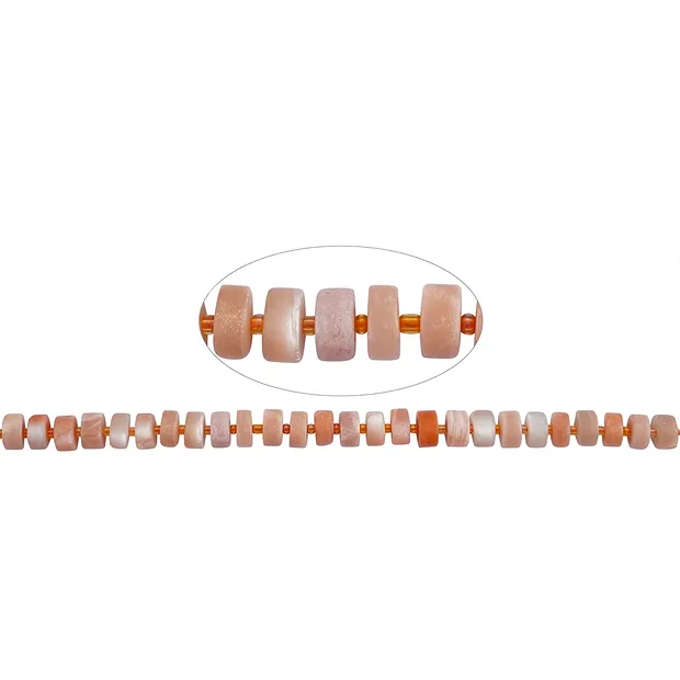 Rangs de colliers, pierre de lune (orange), mat, 4-6 x 8,5-10,5mm | Marco Schreier