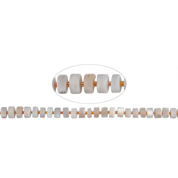 Strand of slices, Moonstone (cream-grey), matt, 4-6 x 8.5-10.5mm | Marco Schreier
