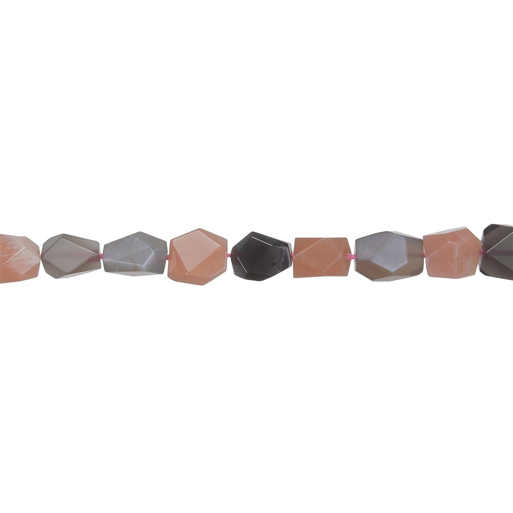 Strand of nuggets, Moonstone (multicolored), faceted, 12 x 10mm | Marco Schreier