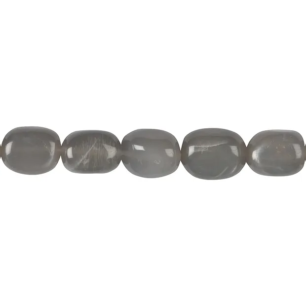 Filo di pepite, Pietra di luna (grigio scuro), 15-16 x 10-12 mm | Marco Schreier