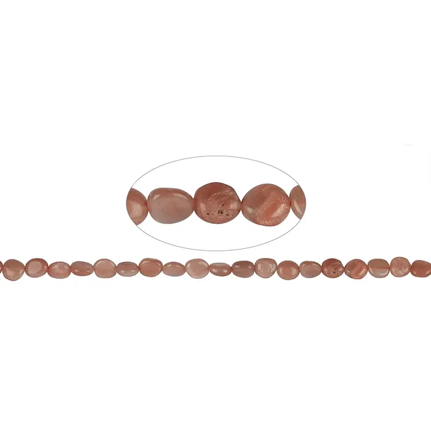 Rang de colliers Nuggets plats, pierre de lune (orange), 10-12 x 08-10mm | Marco Schreier