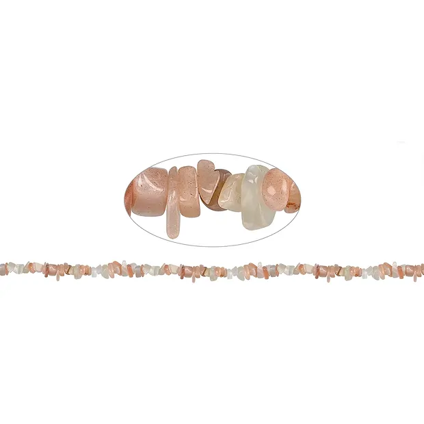 Strand of slivers, Moonstone (multicolored), 01-03 x 03-08mm (88cm) | Marco Schreier
