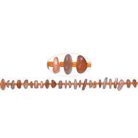 Strang Nuggets flach, Mondstein (orange), 2,5-4,0 x 8 -12mm (38cm) | Marco Schreier
