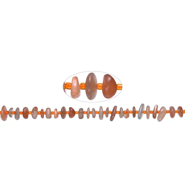 Strang Nuggets flach, Mondstein (orange), 2,5-4,0 x 8 -12mm (38cm) | Marco Schreier