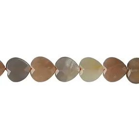 Rang de colliers Coeurs, pierre de lune, facettes, 12 x 12mm | Marco Schreier