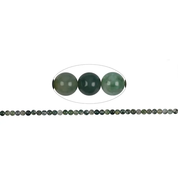 Strang Kugeln, Moosachat, 04mm | Großhändler Edelsteine, Heilsteine & Schmuck