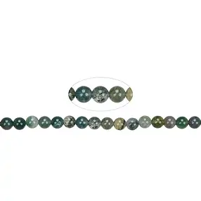 Strang Kugeln, Moosachat, 06mm | Großhändler Edelsteine, Heilsteine & Schmuck