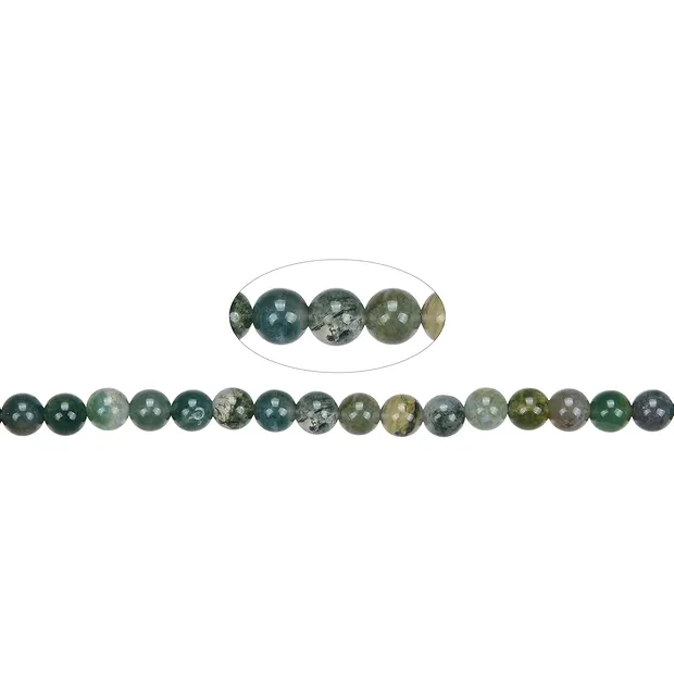 Strang Kugeln, Moosachat, 06mm | Großhändler Edelsteine, Heilsteine & Schmuck