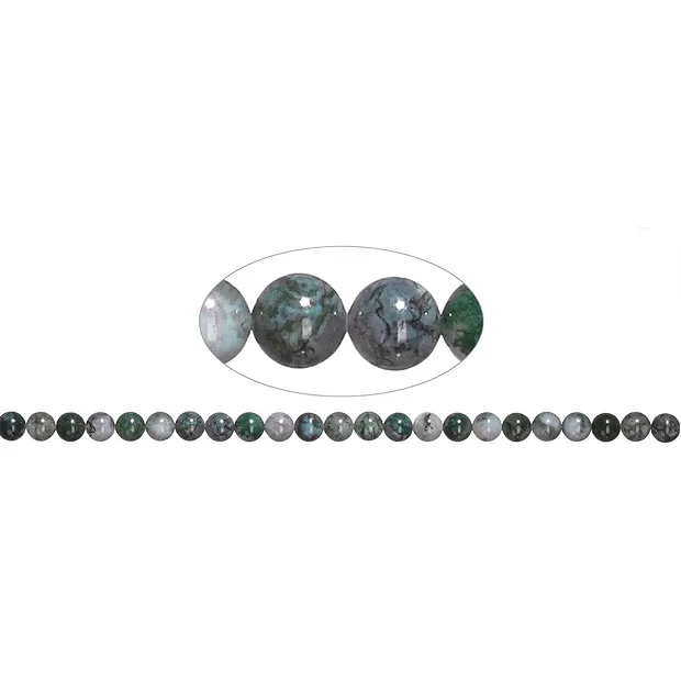 Rang de collier boules, Agate mousse, 08mm | Marco Schreier