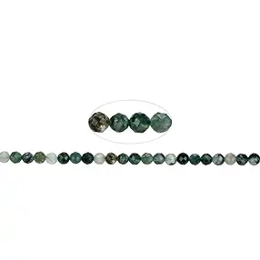 Strang Kugeln, Moosachat, facettiert, 04mm | GH Edelsteine, Heilsteine & Schmuck
