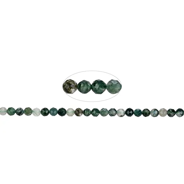 Strang Kugeln, Moosachat, facettiert, 04mm | GH Edelsteine, Heilsteine & Schmuck