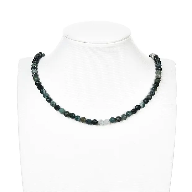 String Beads, Moss Agate, faceted, 06mm | wholesaler gems & healing stones