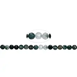 141140106020 String Beads, Moss Agate, faceted, 06mm | wholesaler gems & healing stones