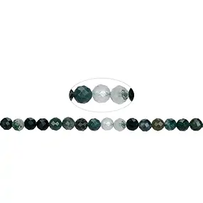 String Beads, Moss Agate, faceted, 06mm | wholesaler gems & healing stones