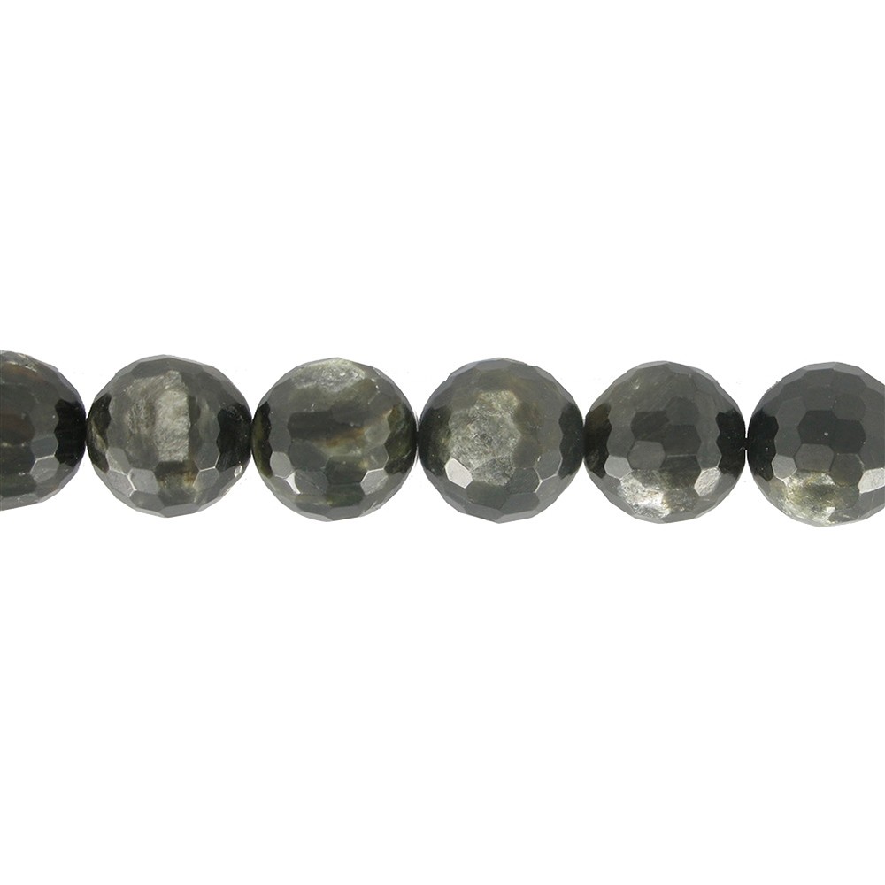String Beads, Muscovite mica (stab.), faceted, 12mm | Marco Schreier