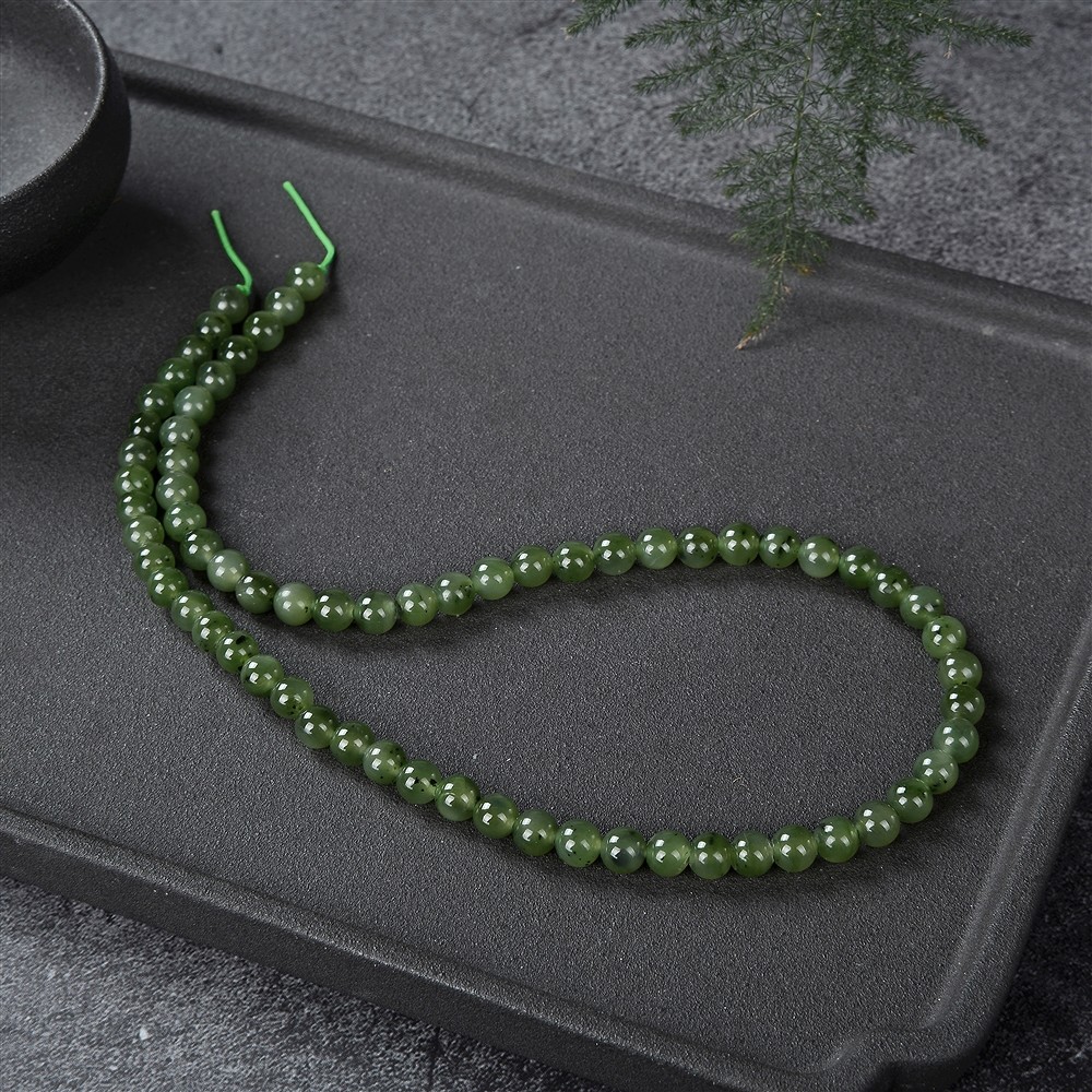 Cuentas de piedras preciosas, Nefrita A, 08mm (39cm) | Marco Schreier