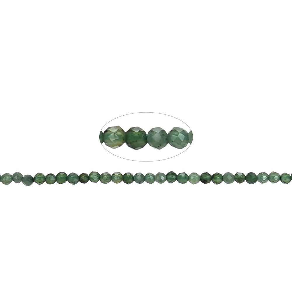 String Beads, Nephrite, faceted, 02mm | wholesale gems, healing stones & jewelry