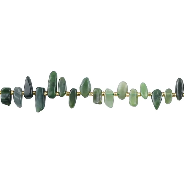 Strand of nuggets "Tooth", Nephrite, 02-07 x 11-20mm | Marco Schreier