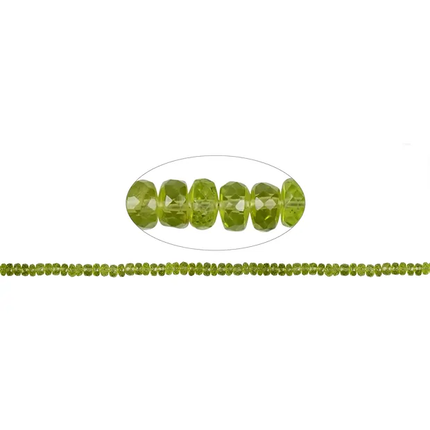 Bottone/disco a filo, Peridoto, sfaccettato, 02 x 05-06 mm | Marco Schreier