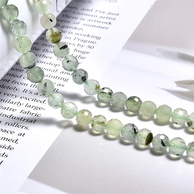 Rang de colliers boules, prehnite , facetté, 06mm, 64cut | Marco Schreier